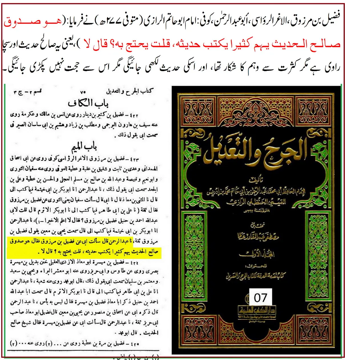 راوی حدیث فضیل بن مرزوق پر 20 محدثین کی جرح اور صحیح مسلم میں اسکی روایات – 01