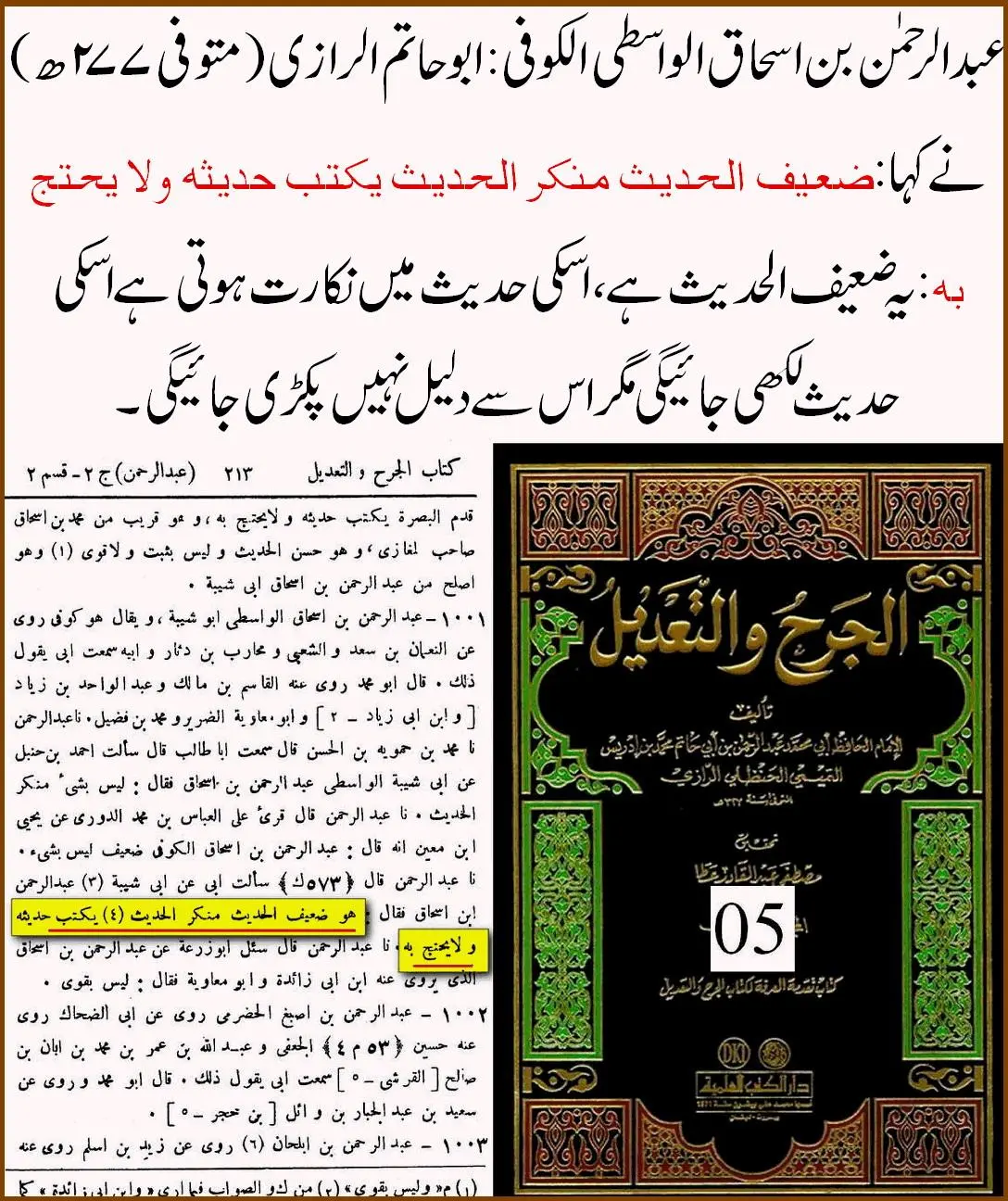 راوی حدیث عبدالرحمن بن اسحاق واسطی پر 40 محدثین کی جرح – 01 راوی حدیث عبدالرحمن بن اسحاق واسطی پر 40 محدثین کی جرح – 01