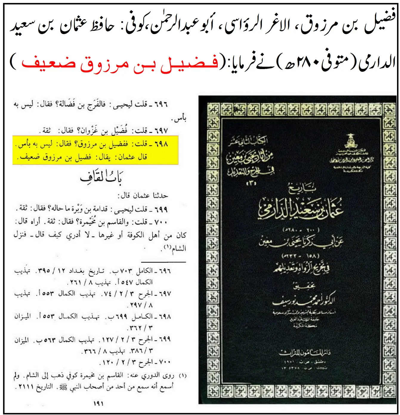 راوی حدیث فضیل بن مرزوق پر 20 محدثین کی جرح اور صحیح مسلم میں اسکی روایات – 06