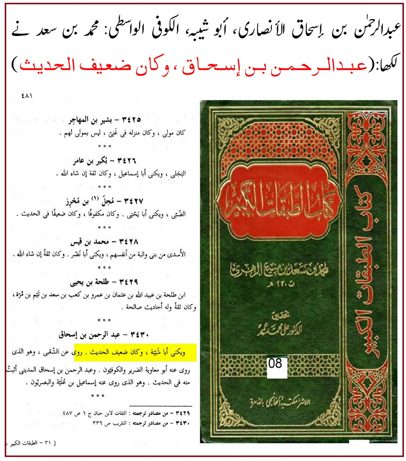 راوی حدیث عبدالرحمن بن اسحاق واسطی پر 40 محدثین کی جرح – 08 راوی حدیث عبدالرحمن بن اسحاق واسطی پر 40 محدثین کی جرح – 08