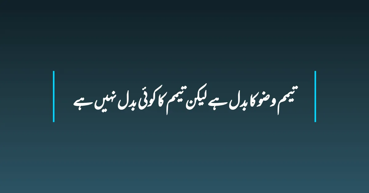 تیمم وضو کا بدل ہے لیکن تیمم کا کوئی بدل نہیں ہے