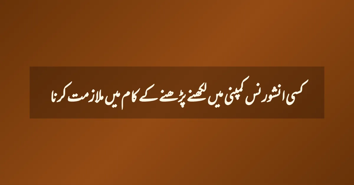 کسی انشورنس کمپنی میں لکھنے پڑھنے کے کام میں ملازمت کرنا